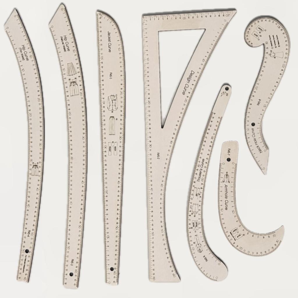 Fransız Riga Cetvel Takımı Ahşap 7 Parça (Beyaz)